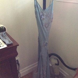 Blue formal gown with embellishments
